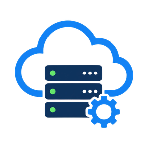 Cloud services icon representing secure cloud infrastructure, cloud management, scalable hosting, backup, and business continuity.