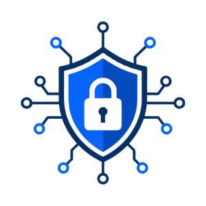 Cybersecurity icon representing network protection, threat detection, data security, and proactive cybersecurity services for businesses.